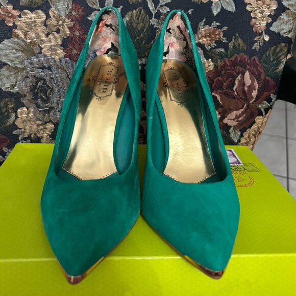 Ted Baker "Elvena" Green Suede High Heel Shoes - Size EUR 40.5, US 9.5 - New - Picture 4 of 14